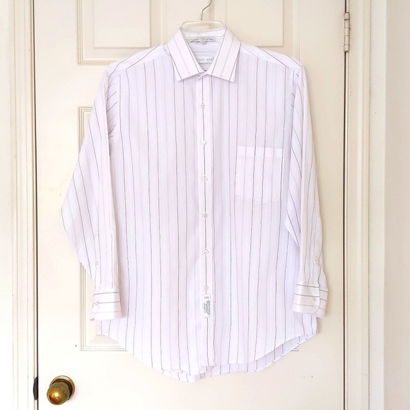 NWOT. Geoffrey Beene Men's Cotton Blended Dress Shirt with multi color stripes. - Picture 4 of 5